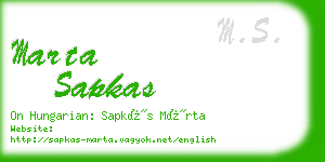 marta sapkas business card